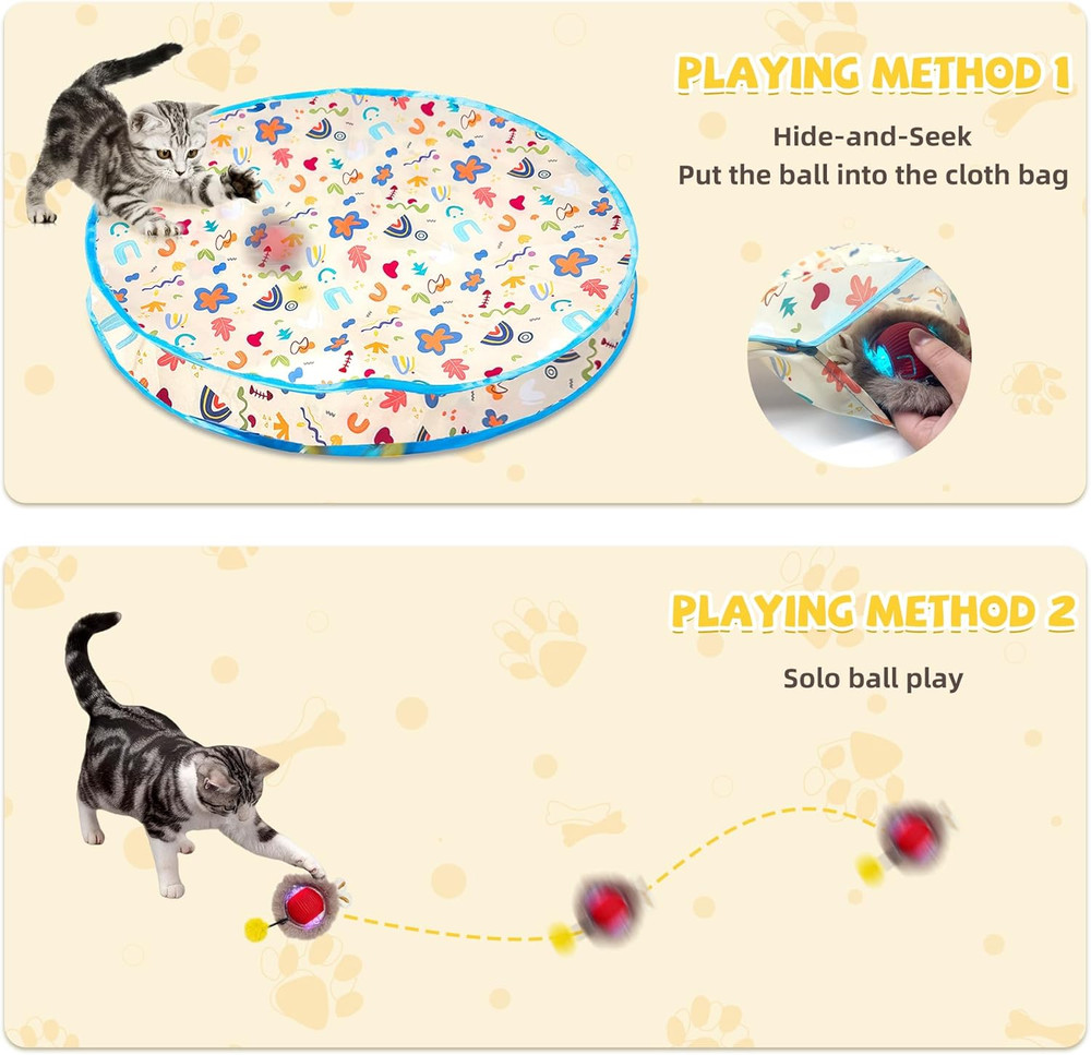 Interactive Cat Toys, Fast Rolling Ball in Play Mat, Automatic Motion Activated