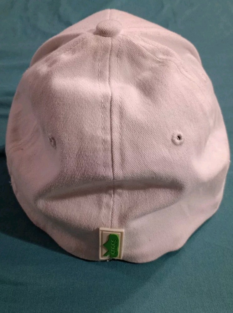 Crocs Dad Hat White One Size Cap Embroidery Logo Featuring Green