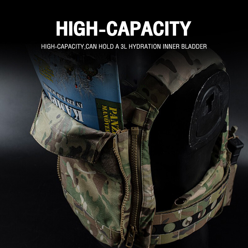 WoSporT Tactical MOLLE V5 Hydration Pouch Back Panel Double Zipper Multi-purpose