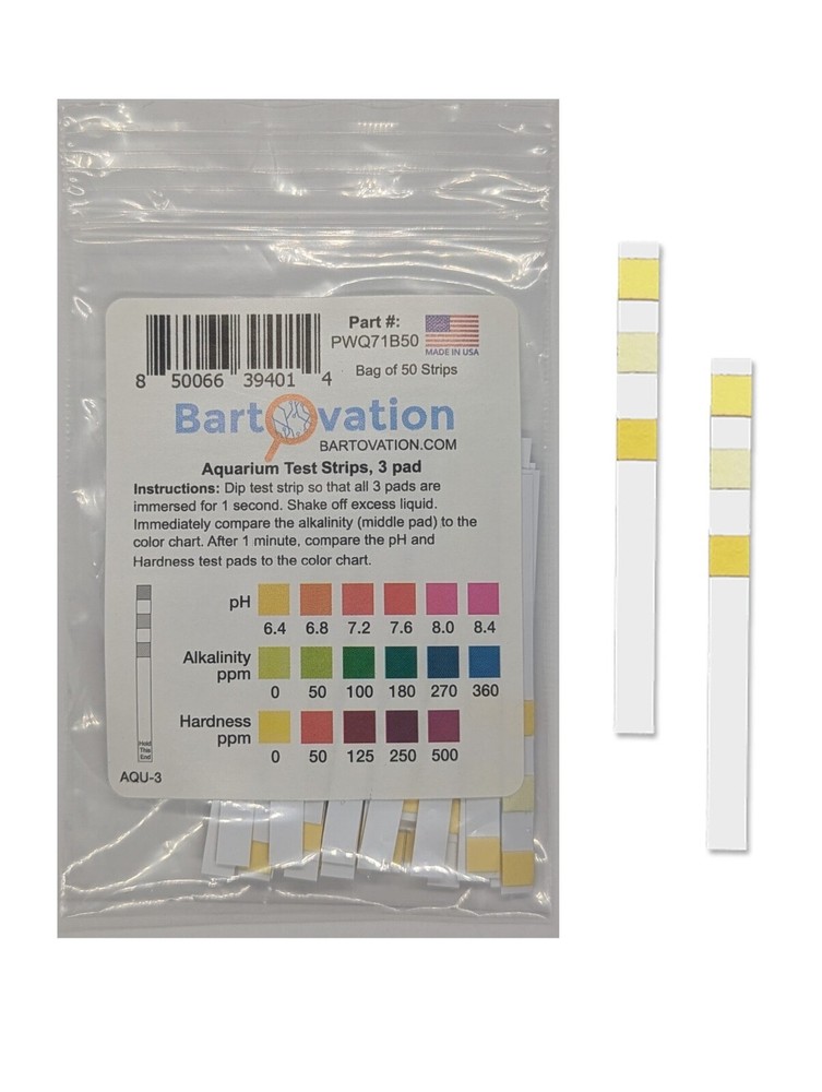 Aquarium Water Test Strips, 3-pad, pH, Alkalinity, & Hardness