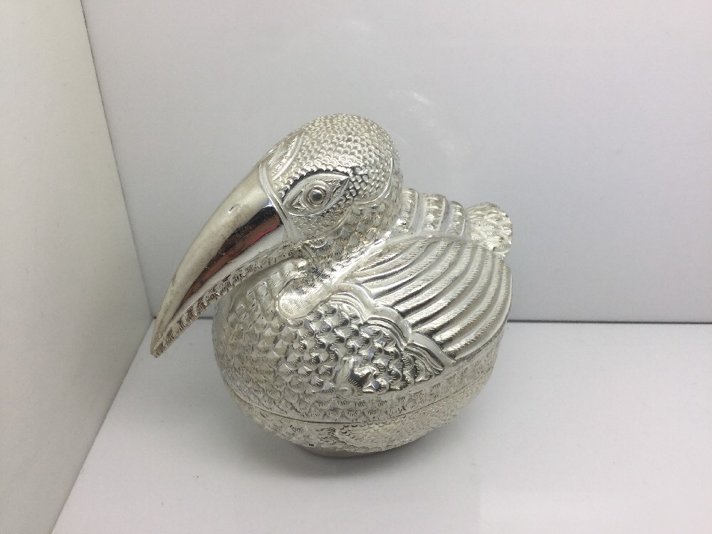 STERLING SILVER BIRD BOX  3" x 3 1/2"