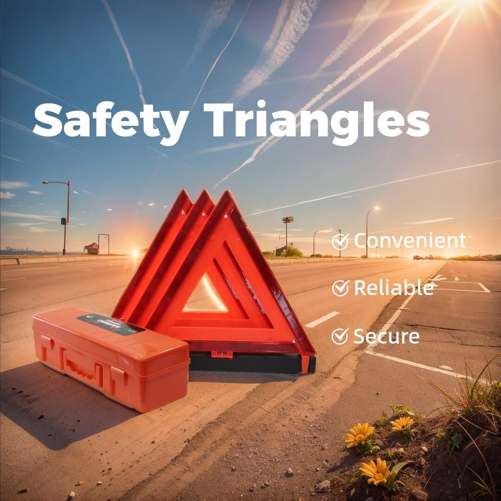 DOT Approved Safety Triangles Reflective for Vehicle Emergency Use 3 Pack