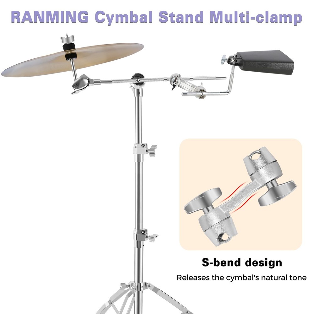 RANMING Adjustable Multi-Clamp 360° Rotating with Dual Adjustment Z, Silver