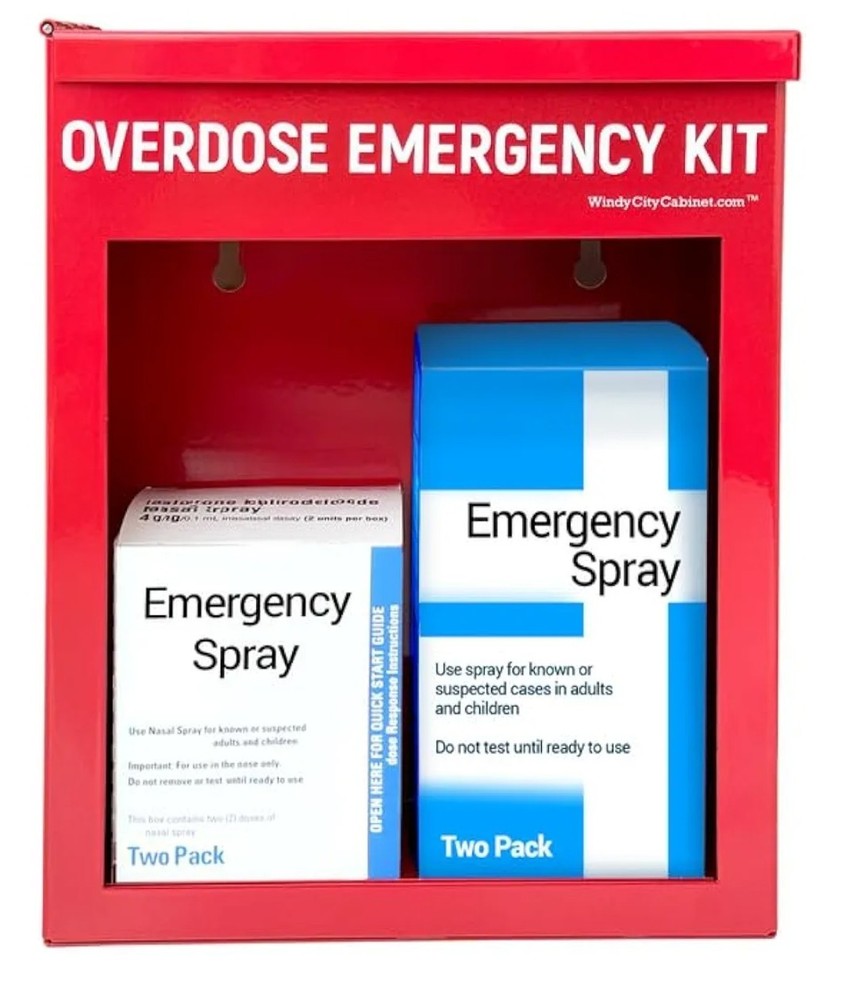 Overdose Emergency Kit Non-Locking Cabinet - High Visibility & Secure Mountable