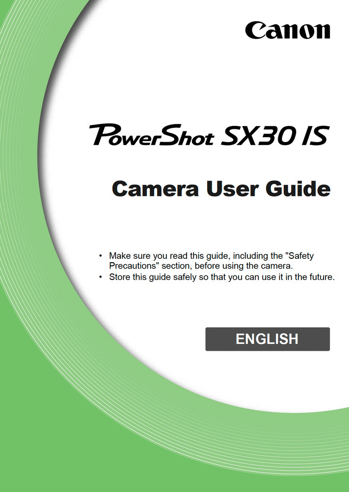 Canon POWERSHOT SX30 IS DIGITAL Camera User Guide Owner Instruction Manual