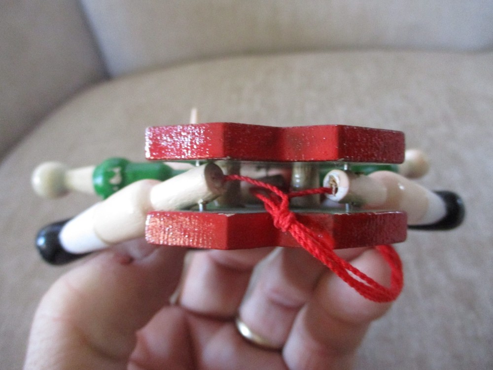 Handcrafted Wooden Bavarian Acrobat Toy Pull String Decor