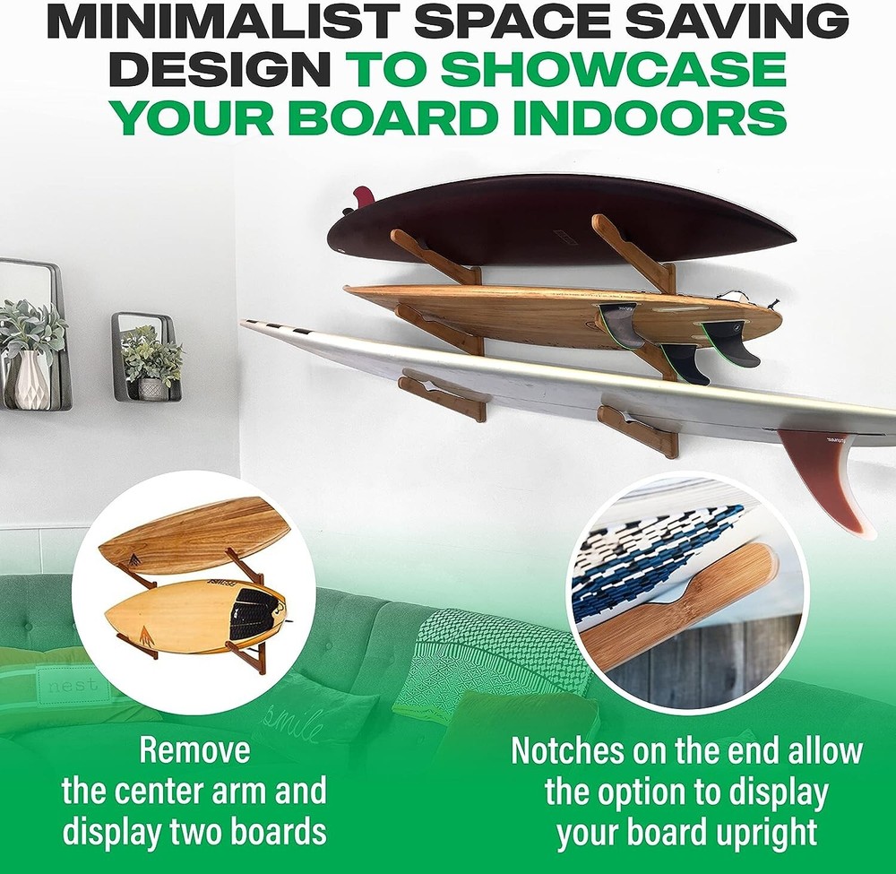 Cor Surf Wall Rack: 3 Boards Multi Function Storage Dispaly (Snow, Skate, Surf)