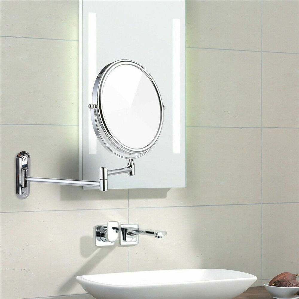 8" Extendable Wall Mounted Makeup Shaving Mirror Closeup Two Sides Home Bathroom