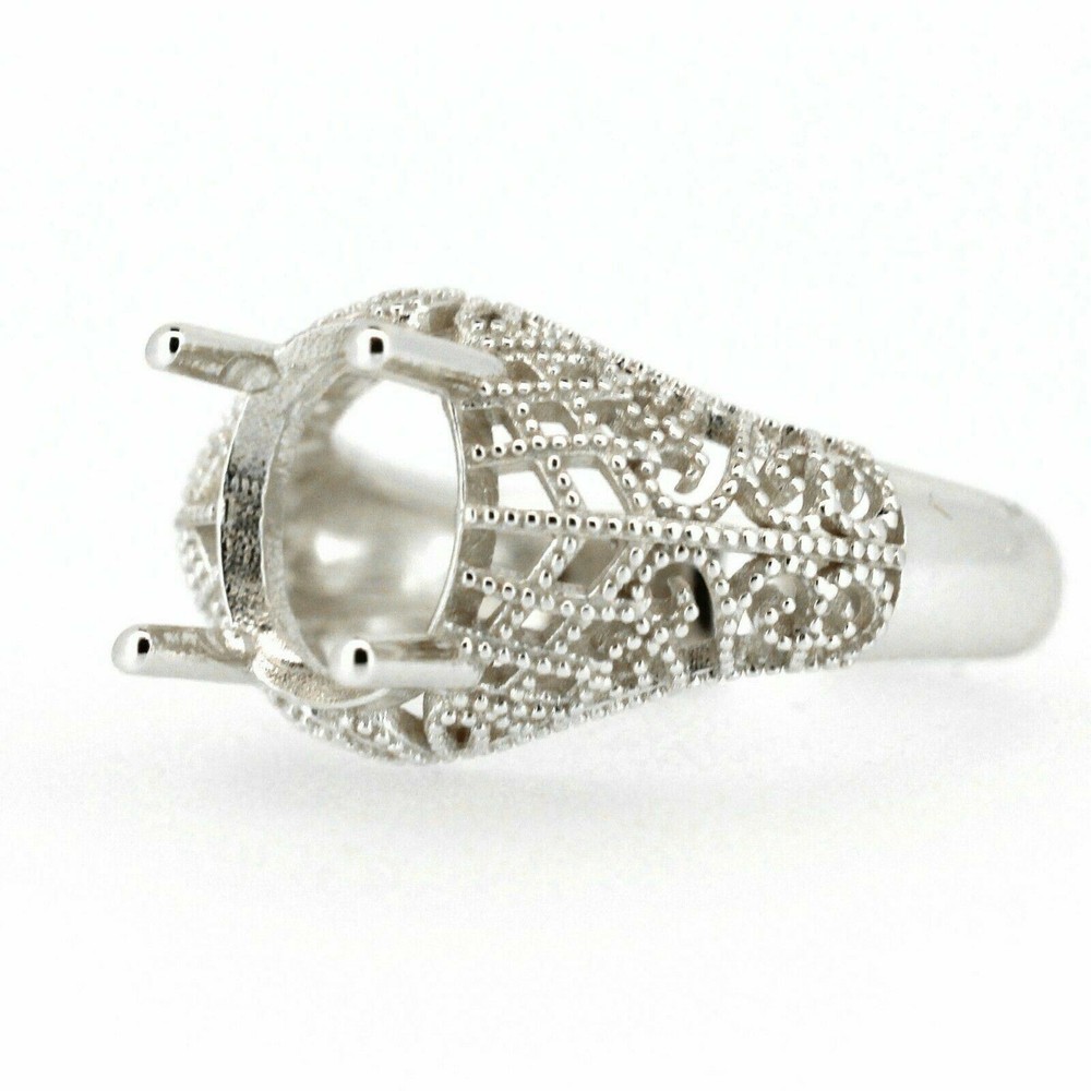 Sterling Silver Semi Mount Ring Setting Oval OV 10x8mm