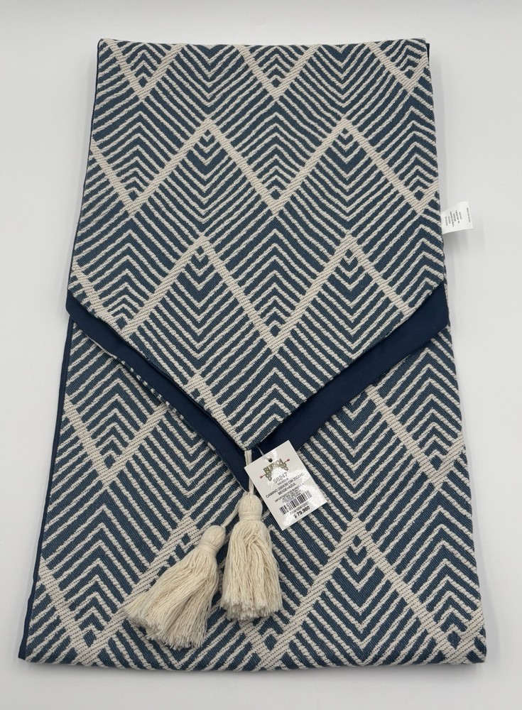 Burica Table Runner 200x30 Beige+Azul