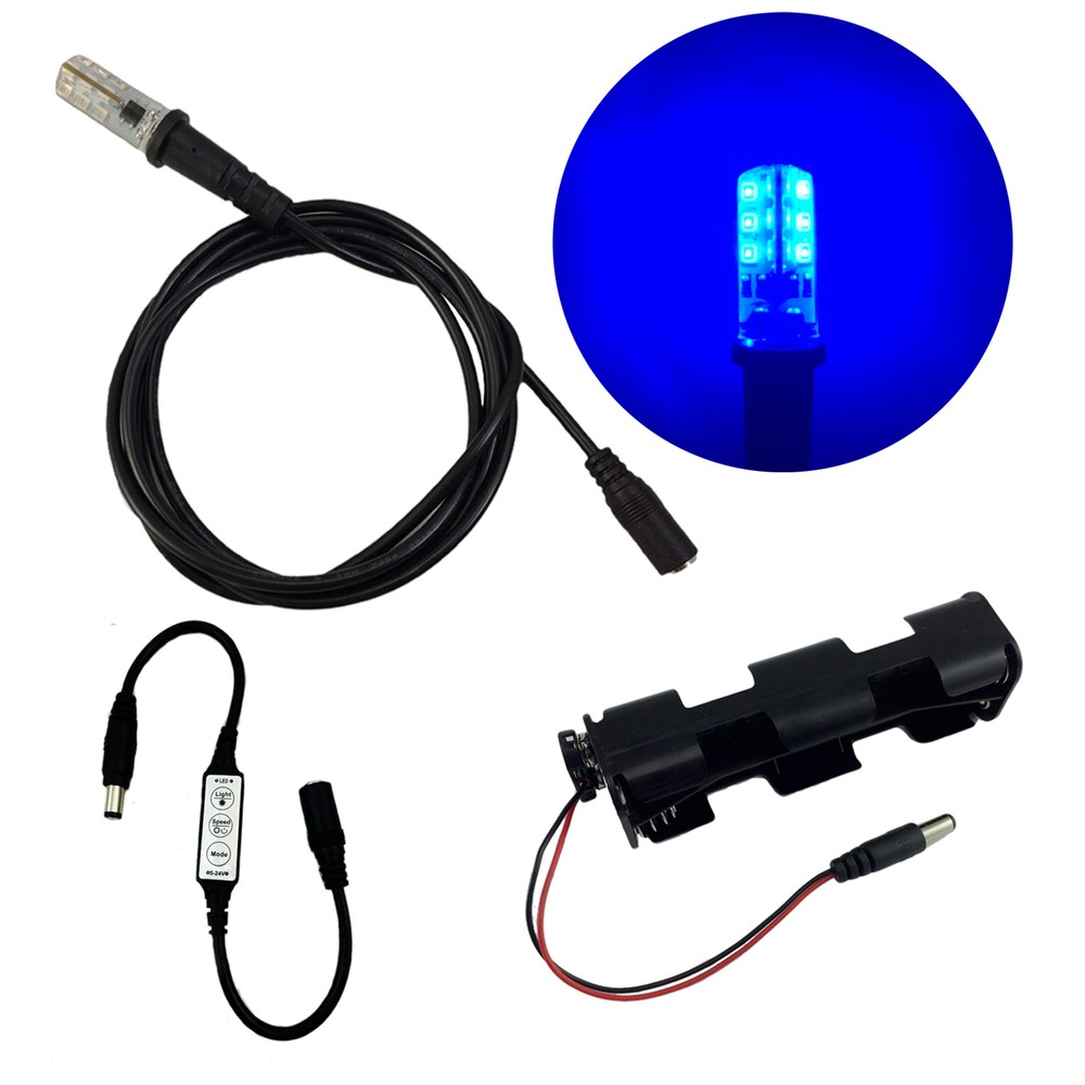 Blue LED light kit 5' cable effects control 12V for props & scenery EEL1.5BK