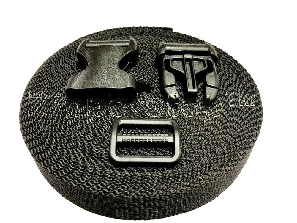 1" YKK Flat Side Release Buckles and Tri-glide Slides with Nylon Webbing Straps