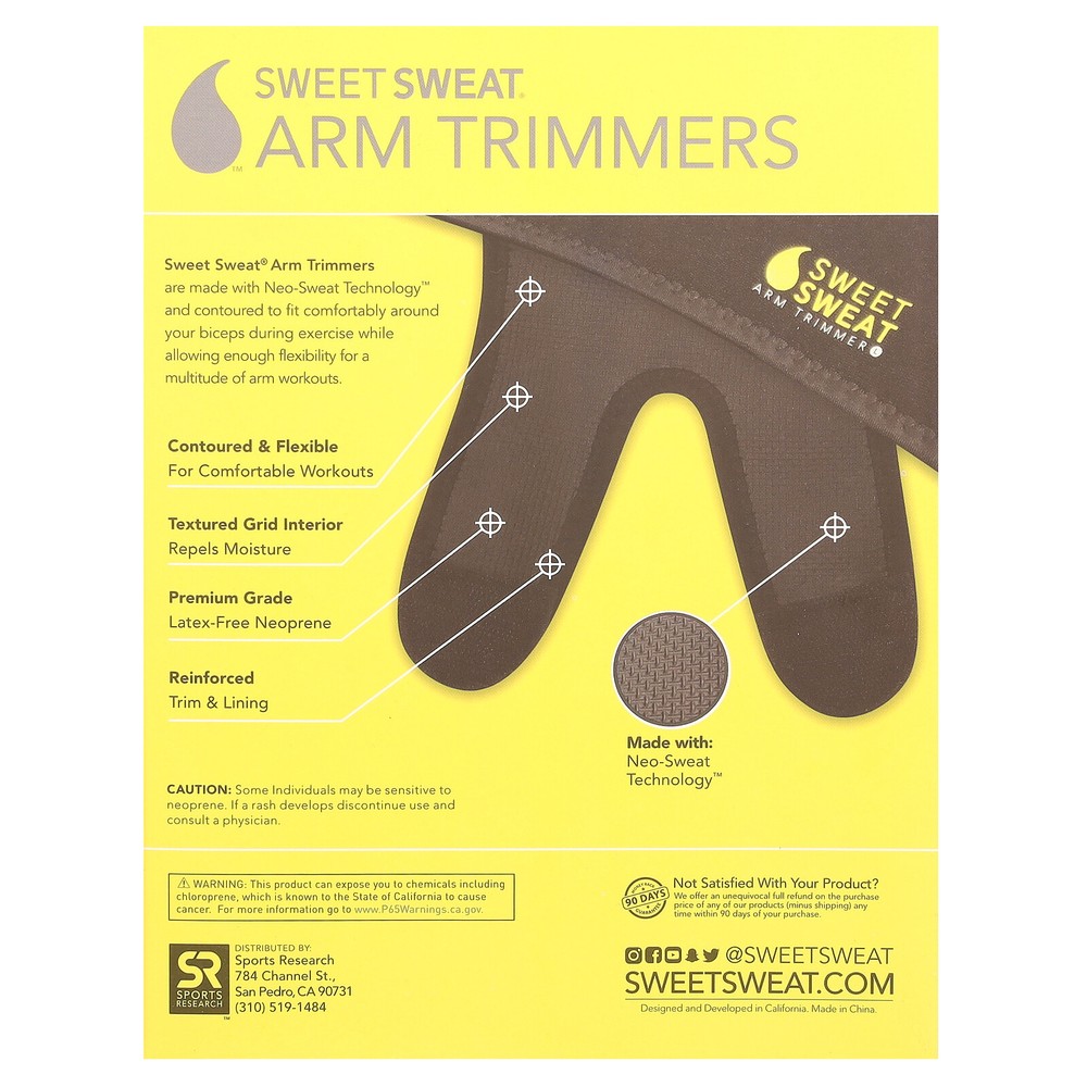 Sweet Sweat®, Arm Trimmers, Medium, Black & Yellow, 1 Pair