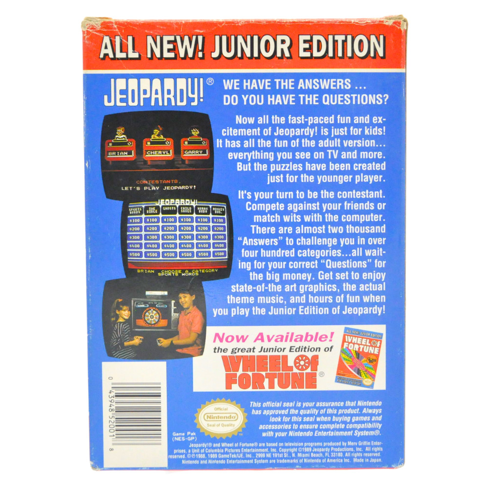 NES Cart Complete in Box - Jeopardy! Junior Edition