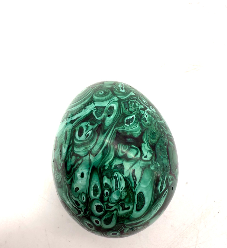 Superb Natural Malachite Hand Carved Egg