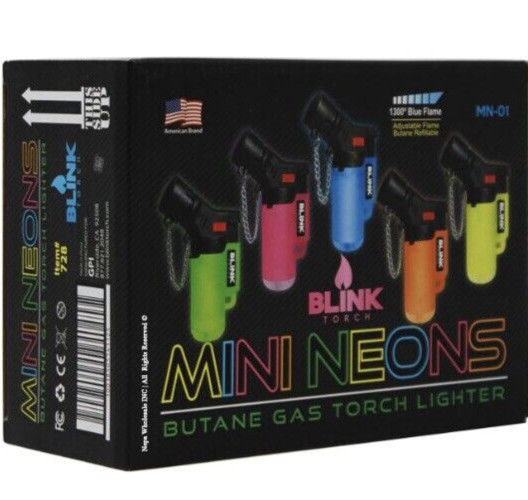 20 Pack Blink Mini Torch Lighters – Refillable Butane Jet Flame Neon Pocket