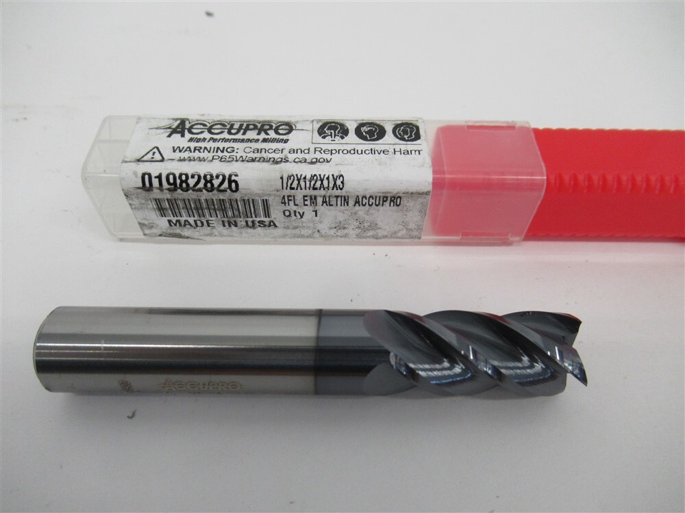 Accupro 01982826 , 1/2" Solid Carbide Square End Mill Bit
