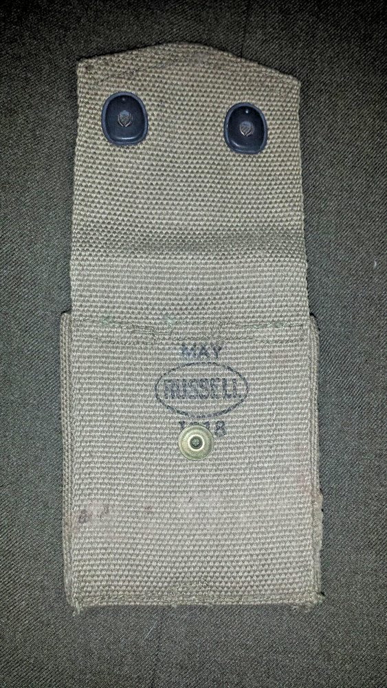 WW I US 45 CALIBER WEB POUCH, DATED 1918, RUSSELL, ORIGINAL NEVER ISSUED
