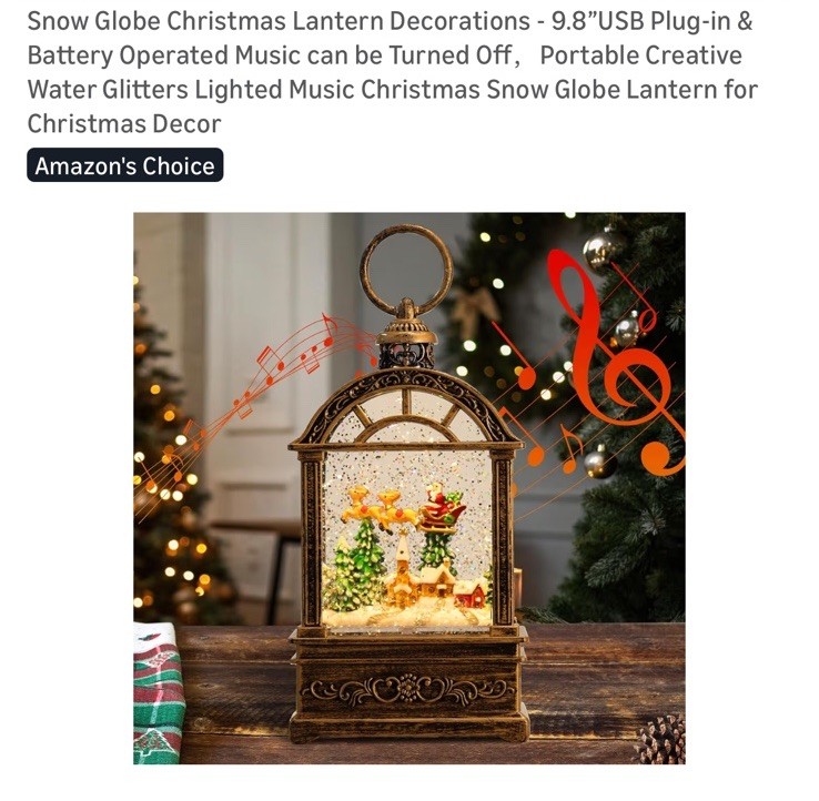 Snow Globe Christmas Lantern Decoration