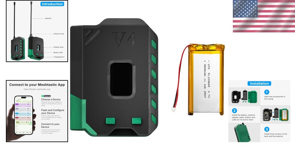 3000mAh Battery & Durable Case for Heltec V4 Development: Ideal for Prototyping