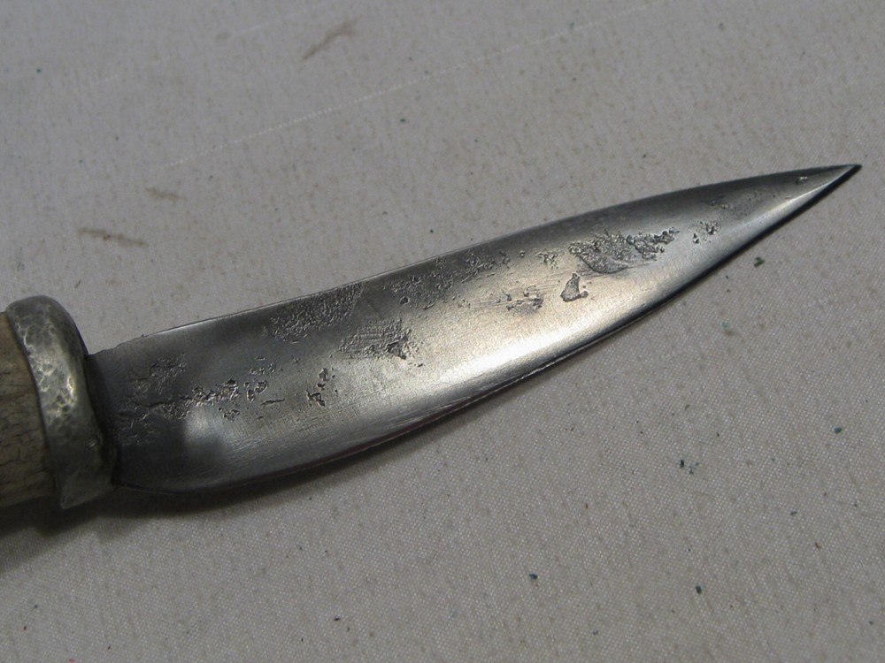Custom Handmade MEESE Antler Handle Fixed Blade Knife & Sheath. #20