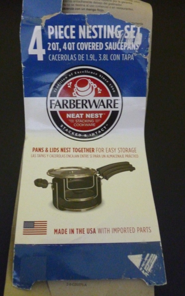 Farberware Neat Nest 4pc Nesting & Stacking Aluminum Nonstick Saucepan