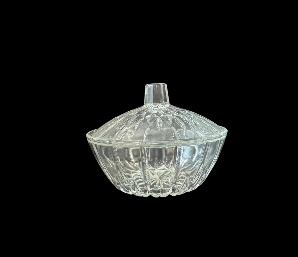 Classic Clear Press Glass Candy Dish w Lid Unknown Maker