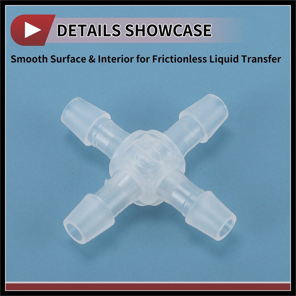 Plastic Hose Barb Fitting 3/16" OD Barb Cross 4 Way Pipe Connector Clear 10Pcs