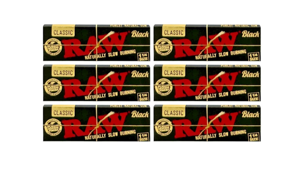 RAW Classic Black 1 1/4 Rolling Papers (6 Pack)