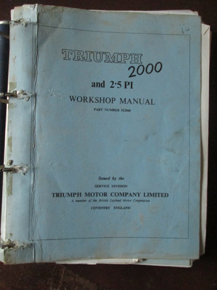 Triumph 2000 and 2.5PI workshop manual. garage manual.Austin.Morris.