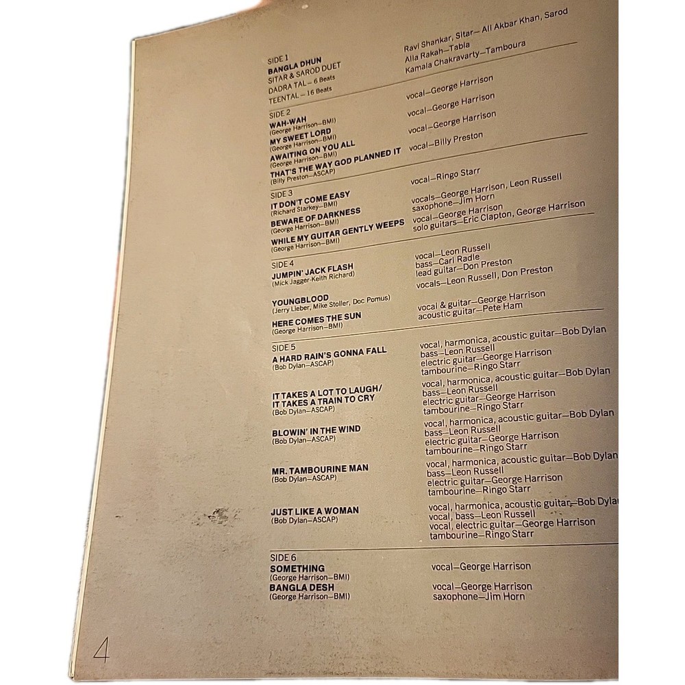 The Concert For Bangladesh Program/Book