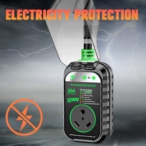 RV Surge Protector 30 Amp RV Circuit Analyzer (12000 J) With LED Indicator Light