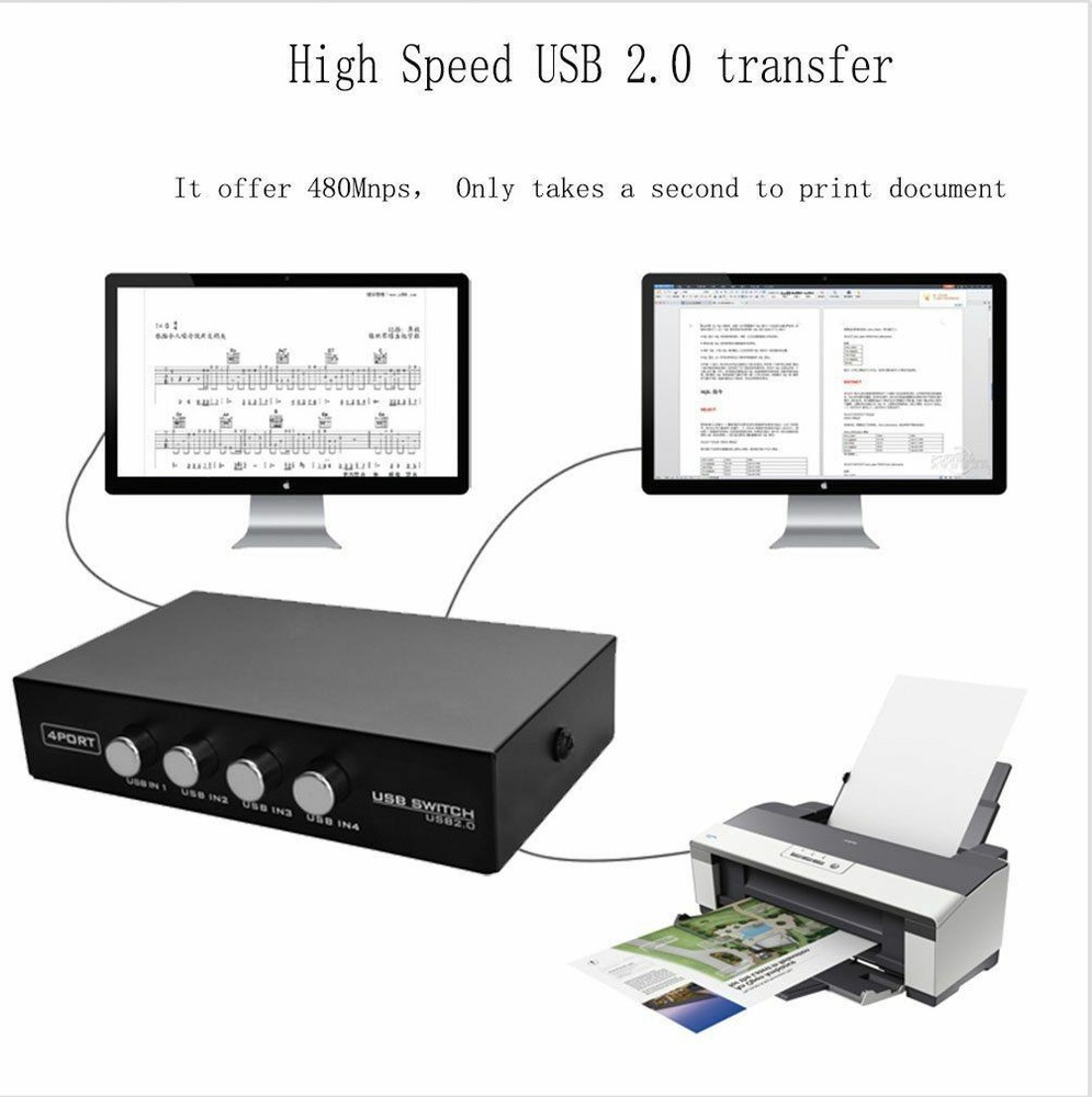 2 Port USB 2.0 Manual Sharing Switch Box Share Hub Selector for PC Printer Keybo