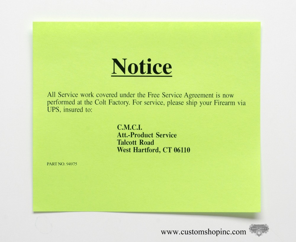 Colt Python Factory Paperwork Packet. 1990 Manual