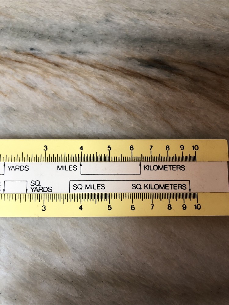 Sterling Metric Converter Slide Ruler Drafting Engineering Yellow White