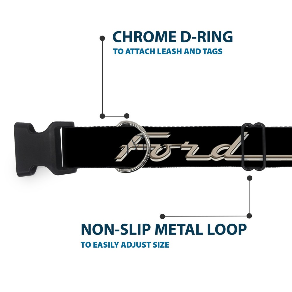 Plastic Clip Collar FORD F-100 Script Black/Tan-Gray Small 9.5-13"