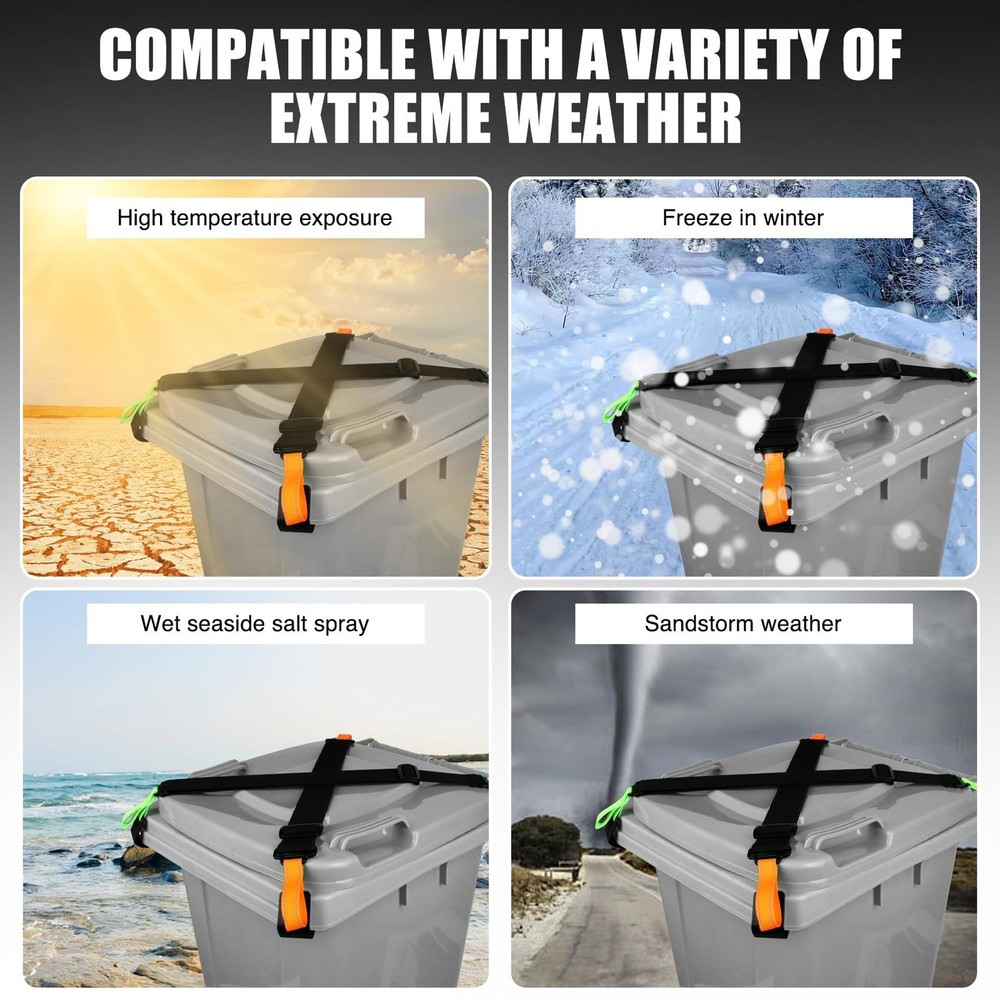 2 Pack Trash Can Locks Animals Adjustable Strap, Garbage Bin Raccoon Proof