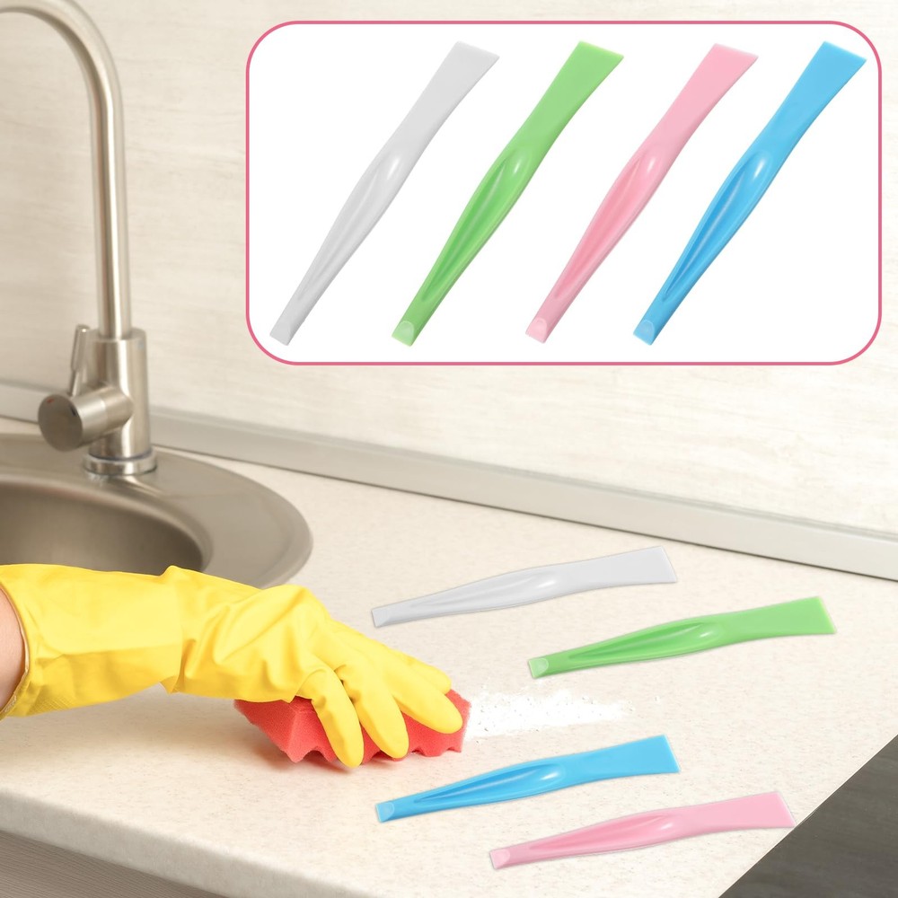 4 PCS Plastic Cleaning Scraper Multipurpose Hard Scrapers for Labels Kitchen
