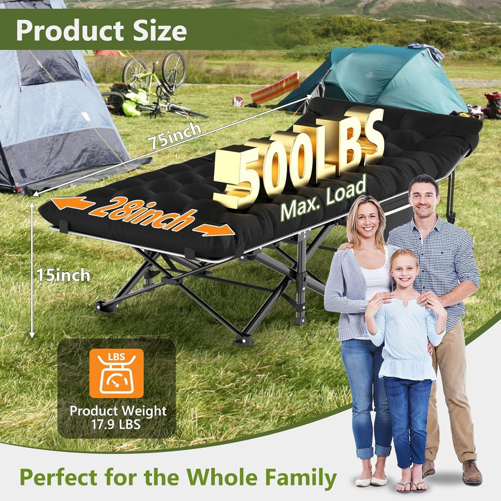 Slendor Camping Cot, Folding Camping Cots for Adults, Portable Sleeping Cot with