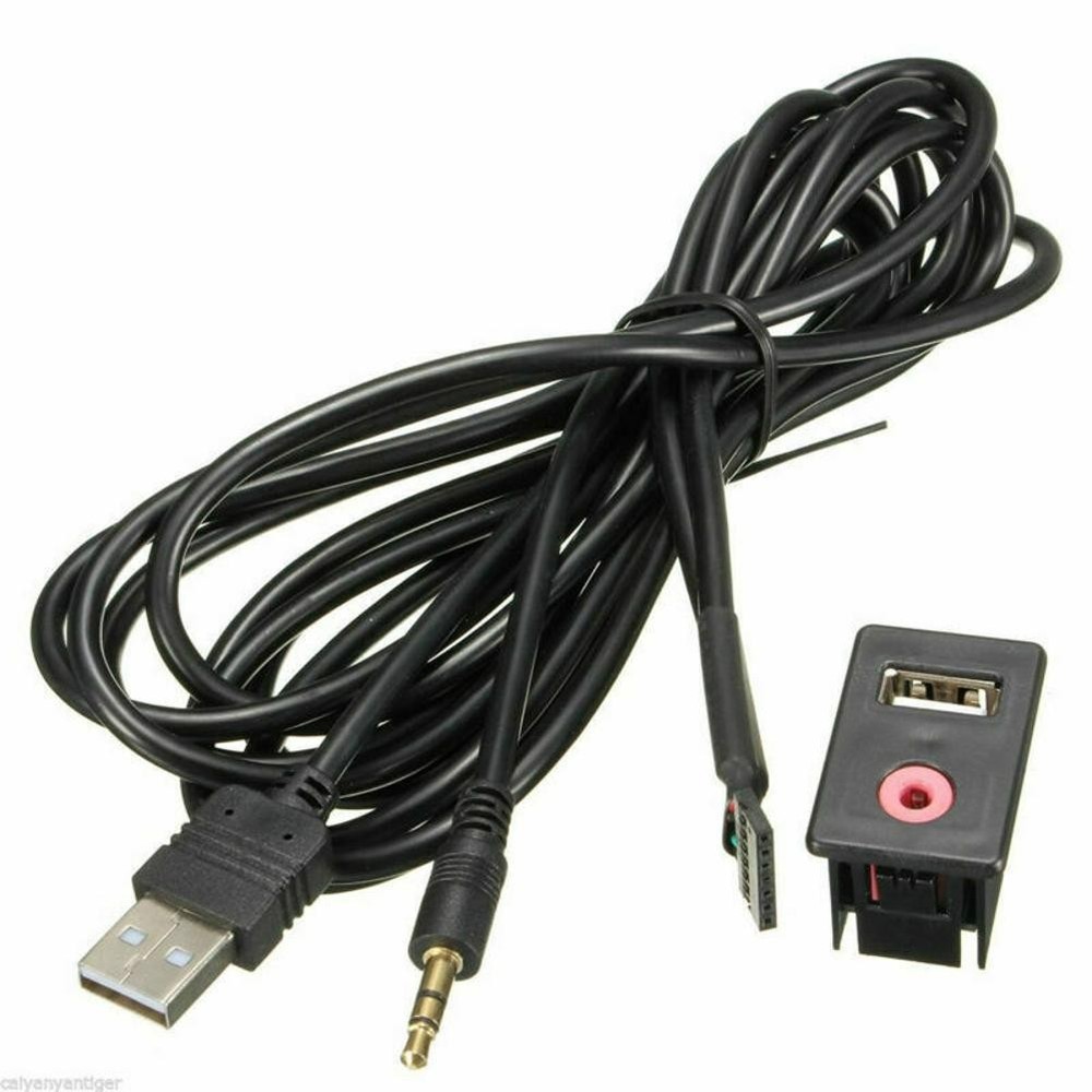3.5mm Car Boat Audio USB AUX Adapter Dash Flush Mount Panel With 1.5M Cable D