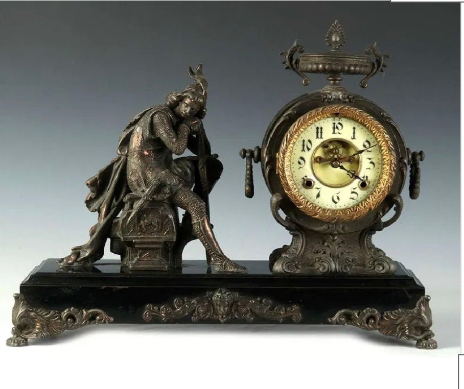 An Antique New Haven "Ivanhoe" Statue Clock