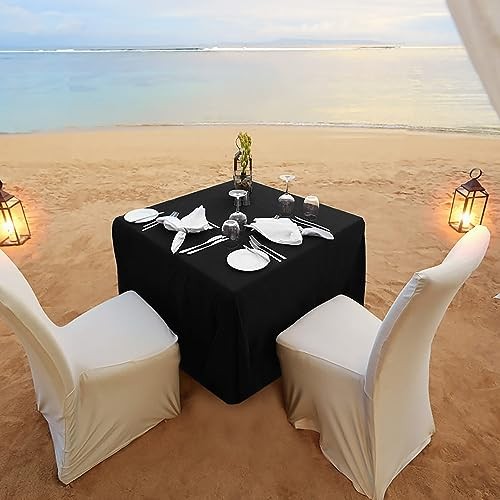 2 Pack Square Fitted Table Covers - 34 x 34 Inch - 34 Square| 2 Pack Black