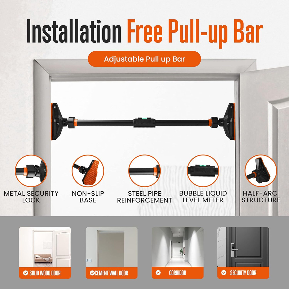 Adjustable Pull-Up & Chin-Up Bar - Door Frame Pullup & Doorway No-Screw, No-Dama