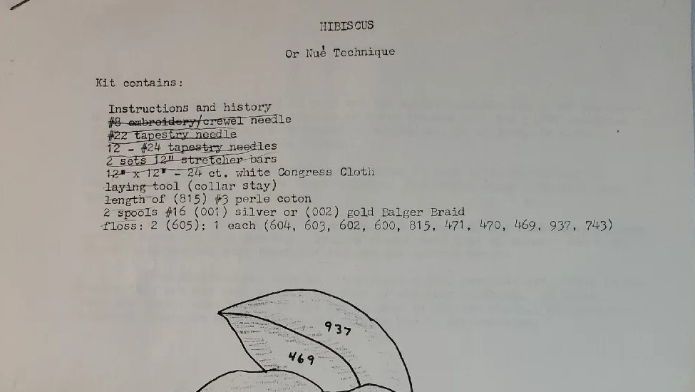 Hibiscus Needlepoint Pattern And Instructions No Thread