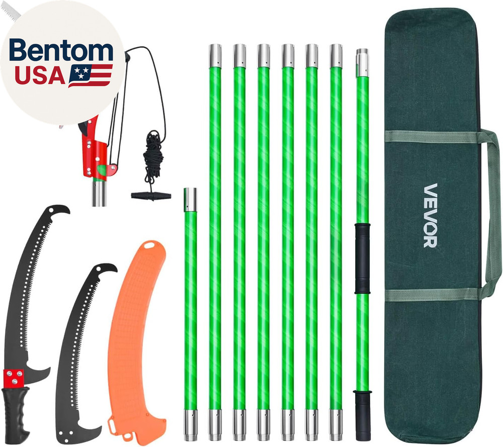 Manual Pole Saw, 3.87-27 Ft Extendable Pole Tree Pruner with Scissors, Sharp 65M