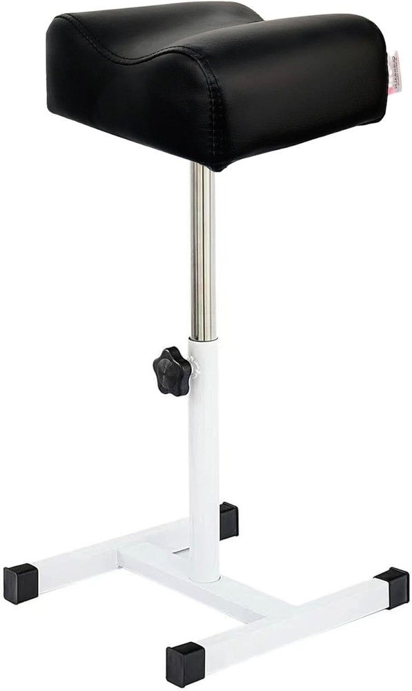 Adjustable Pedicure Stand Stool with Comfortable PVC Leather Cushion - Black