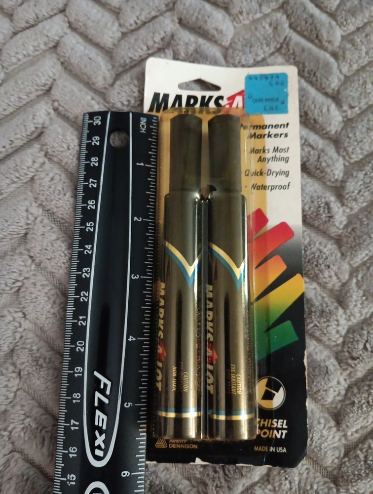 Marks A Lot Vtg Black Permanent Markers 2 In Pack Chisel Point