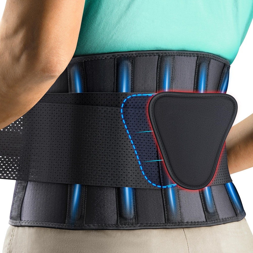 FEATOL Back Brace Support Belt-Lumbar Large/X-Large (29.8"-38.6"), Black