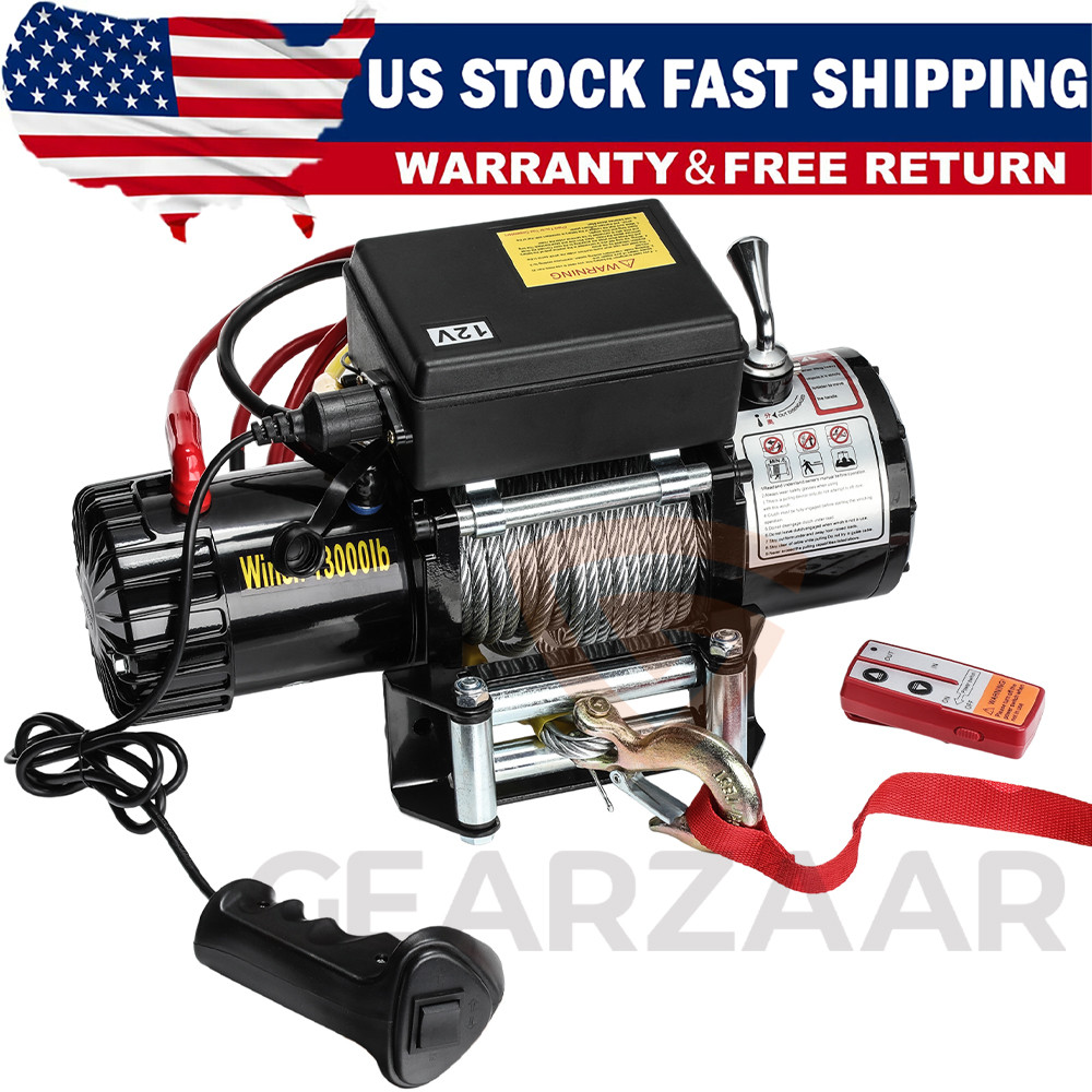 12V 13000LBS Kit Electric Winch Steel Rope Truck For Jeep 13000LB Trailer 4WD /