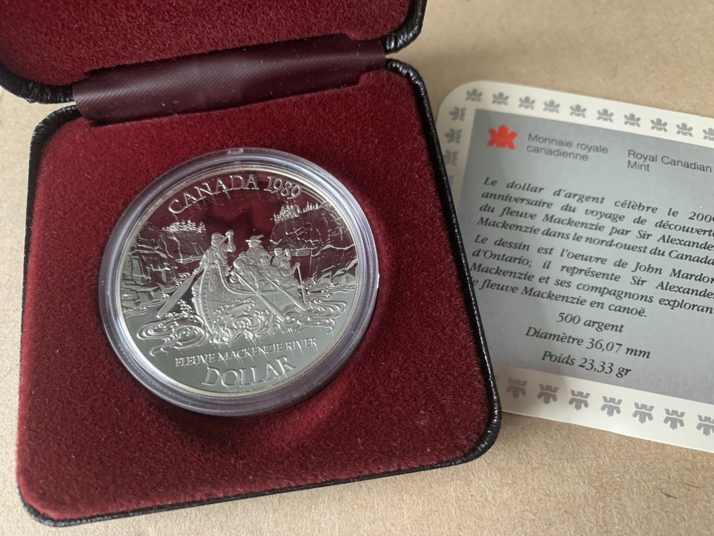 Canada 1989 Silver Dollar Proof, Mackenzie River, PR+++++